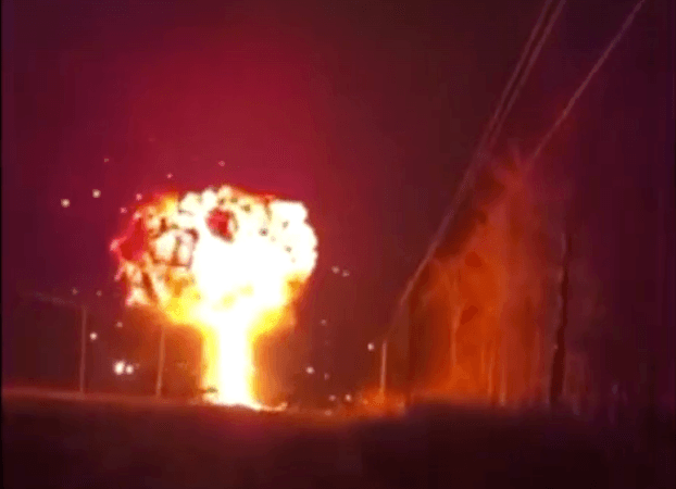 A screenshot from footage purporting to show a Ukrainian attack on the Druzhba oil pipeline on Dec. 1, 2025 (Ukraine's military intelligence)