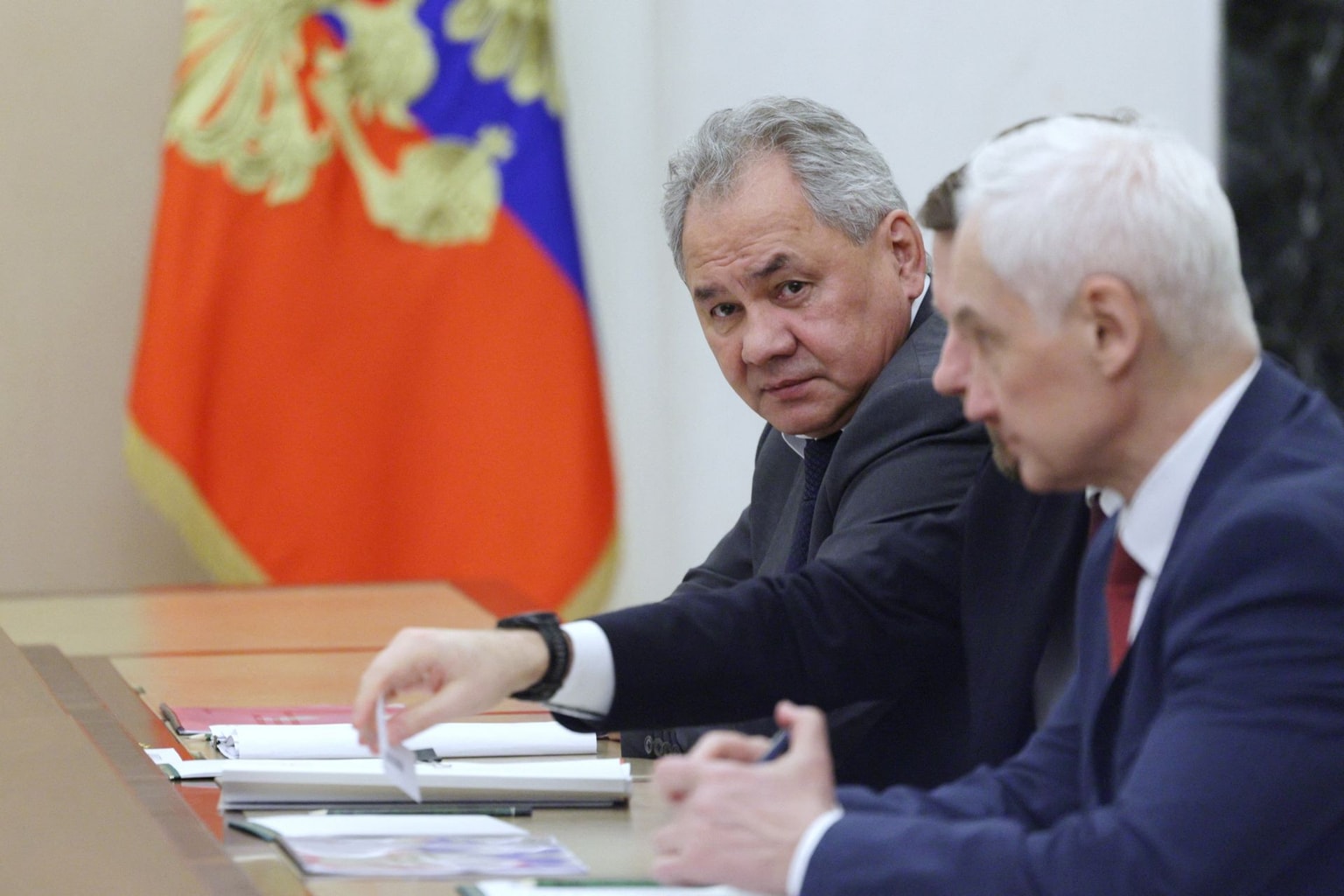 Russia's Security Council Secretary Sergei Shoigu in Moscow on April 23, 2025. (Gavriil Grigorov/POOL/AFP via Getty Images)