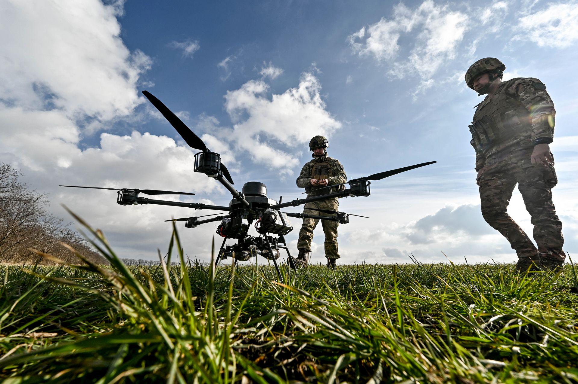 The launch a Vampire drone in Zaporizhzhia, Ukraine, on Feb. 2, 2024. 