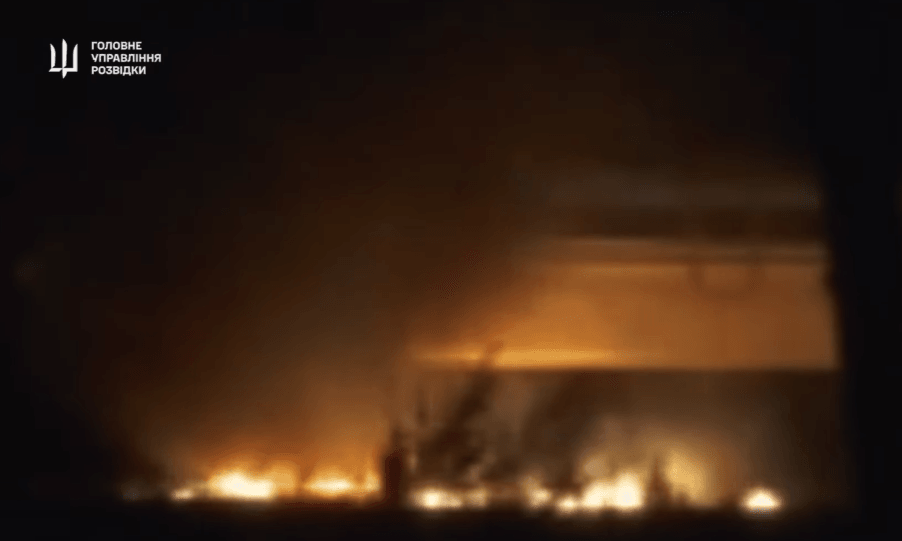 Russian Tu-134 transport aircraft set ablaze over 1,000 km from Ukraine, military intelligence claims