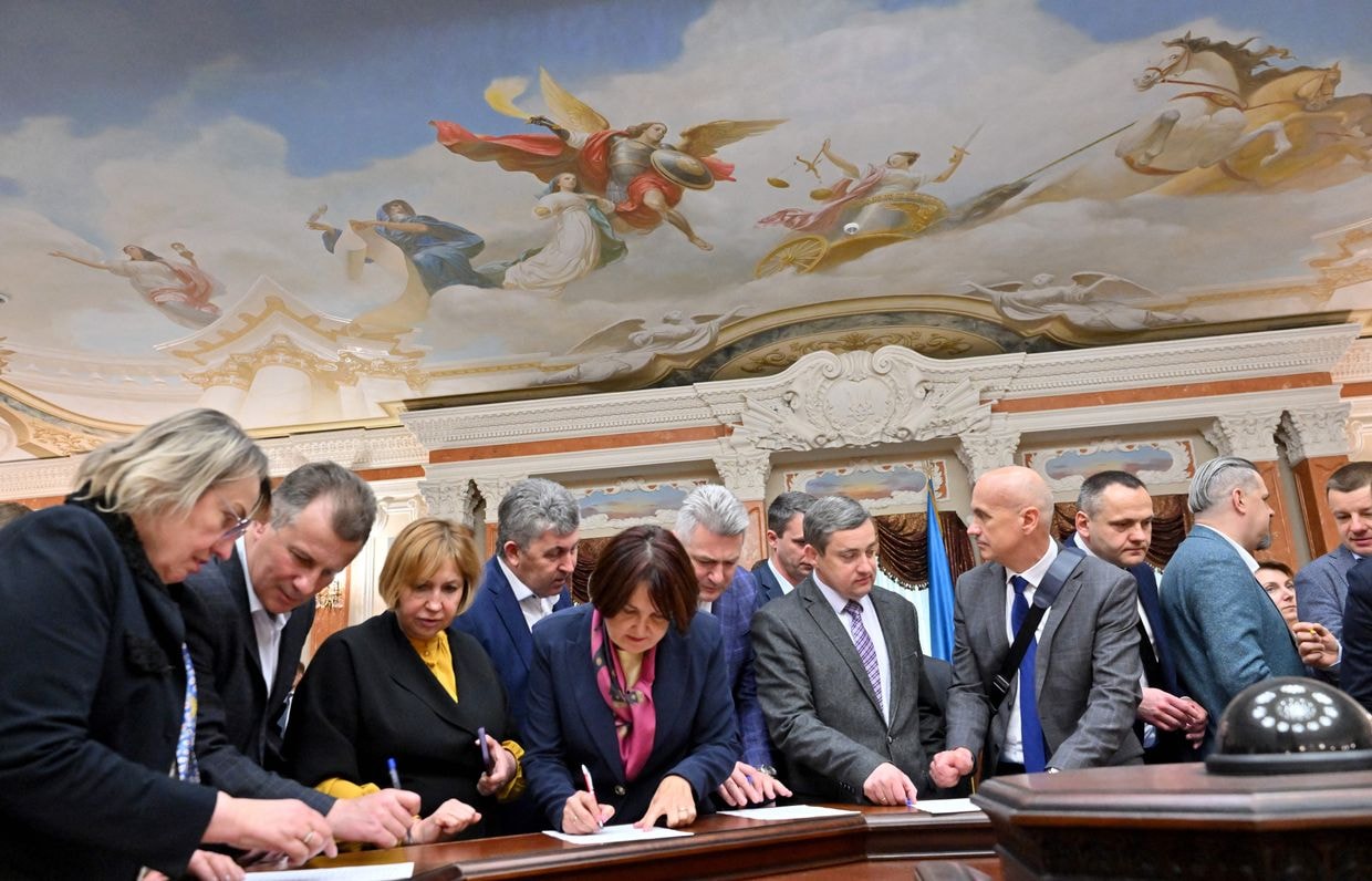 Judges of the Supreme Court of Ukraine during a session in Kyiv, Ukraine, on May 16, 2023.