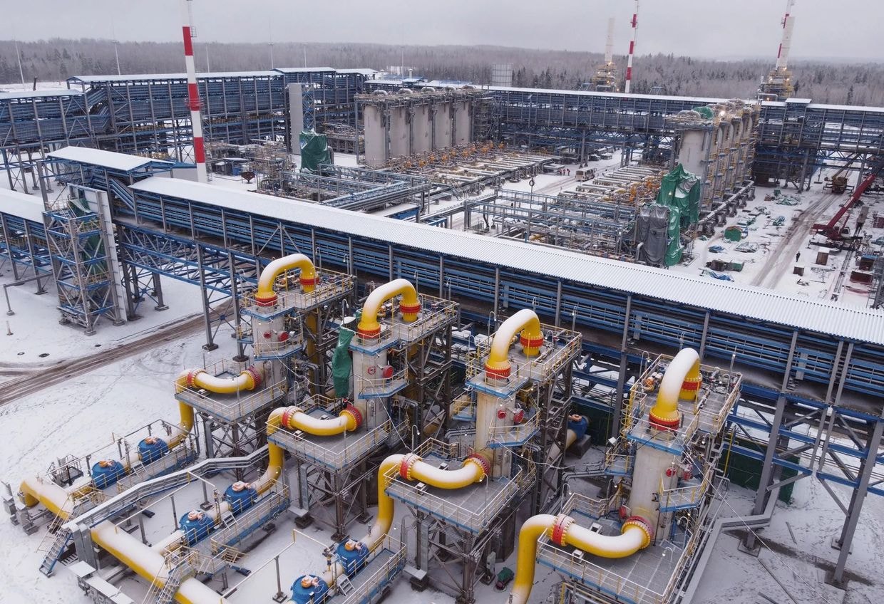 A Gazprom compression station, the starting point of the Nord Stream 2 gas pipeline, in Ust-Luga, Russia, Jan. 28, 2021. (Andrey Rudakov/Bloomberg via Getty Images)
