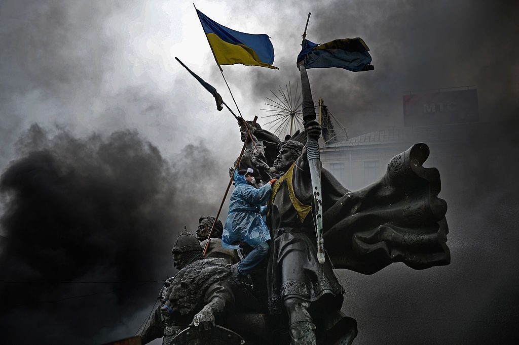 People participated in the Euromaidan protests at Independence Square in Kyiv, Ukraine, on Feb. 20, 2014.