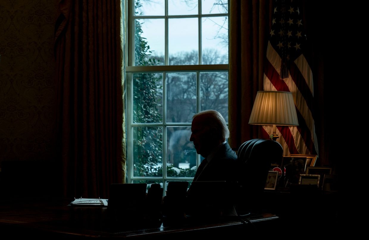 U.S. President Joe Biden in the Oval Office of the White House in Washington, DC, US, on Jan. 10, 2025.