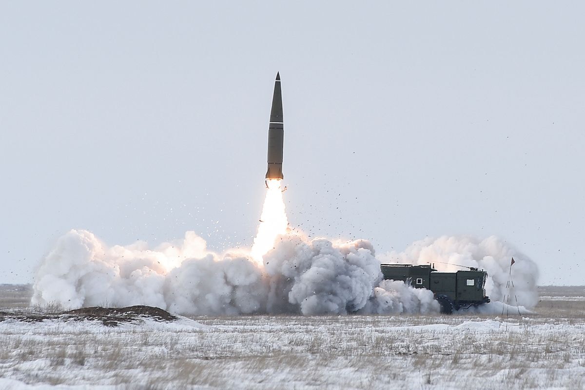 A Russian Iskander-M ballistic missile is launched at the Kapustin Yar proving ground, Astrakhan Oblast, Russia on March 2, 2018. (Wikimedia)