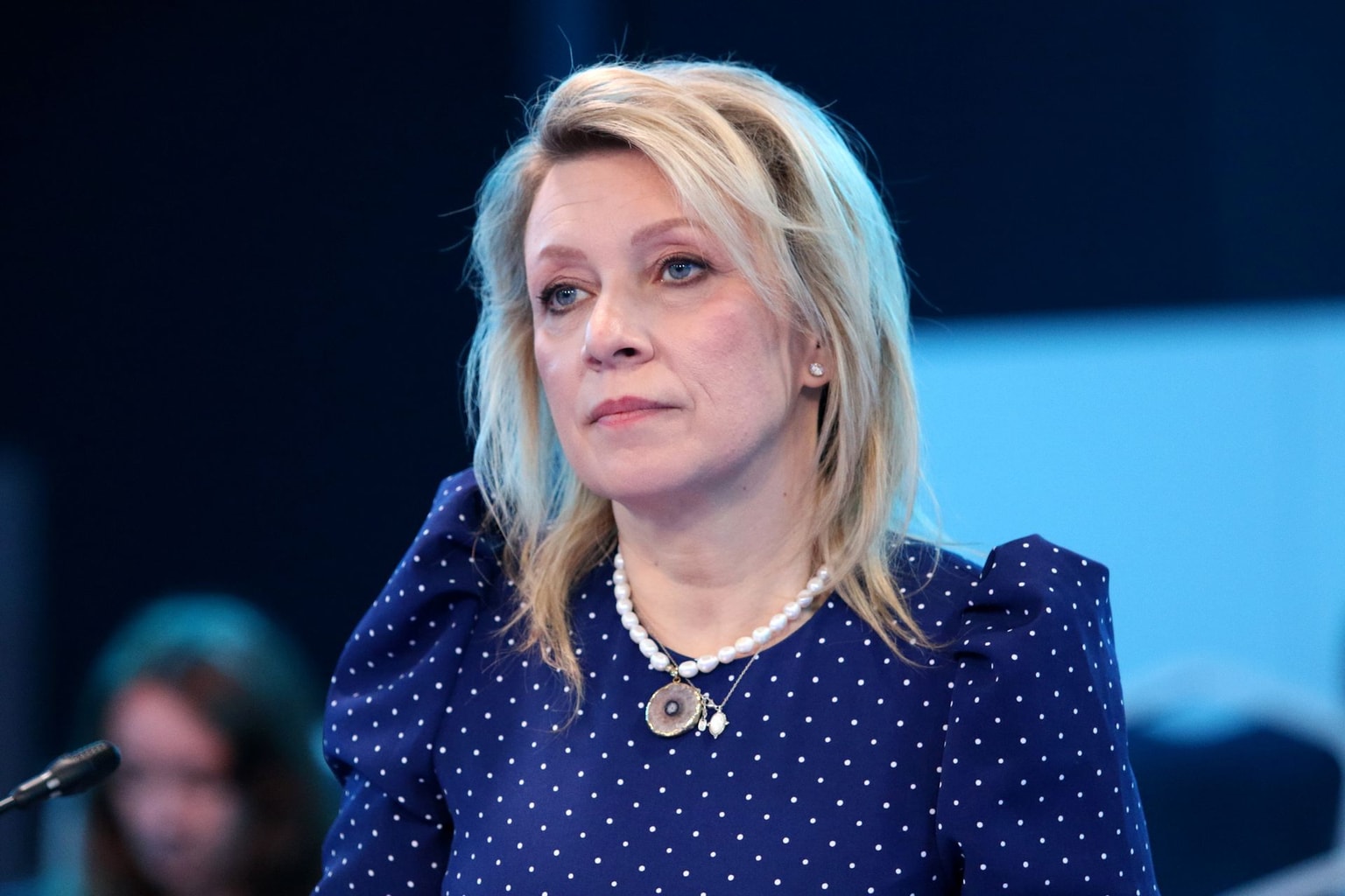 Maria Zakharova, a Russian Foreign Ministry spokesperson s in Saint Petersburg, Russia, on June 20, 2025. (Maksim Konstantinov / SOPA Images / LightRocket via Getty Images)