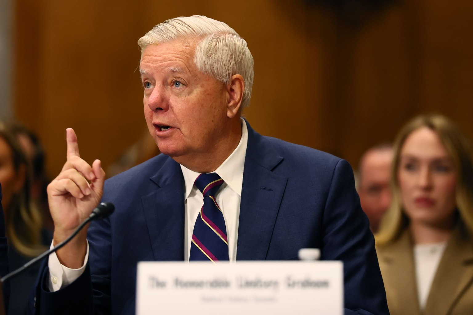 U.S. Senator Lindsey Graham speaks during a confirmation hearing before the Senate Committee on Foreign Relations in the Dirksen Senate Office Building on July 15, 2025 in Washington, DC. (Michael M. Santiago/Getty Images)