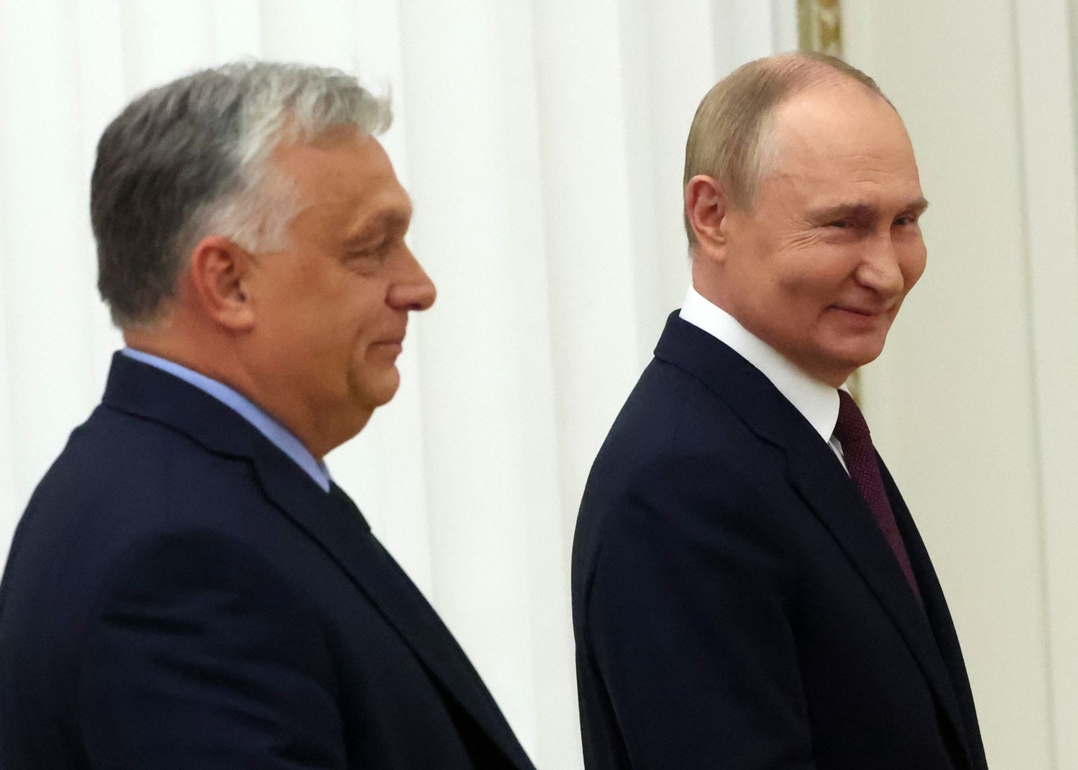 Russian President Vladimir Putin (R) and Hungarian Prime Minister Viktor Orban (L) in Moscow, Russia, on July 5, 2024.