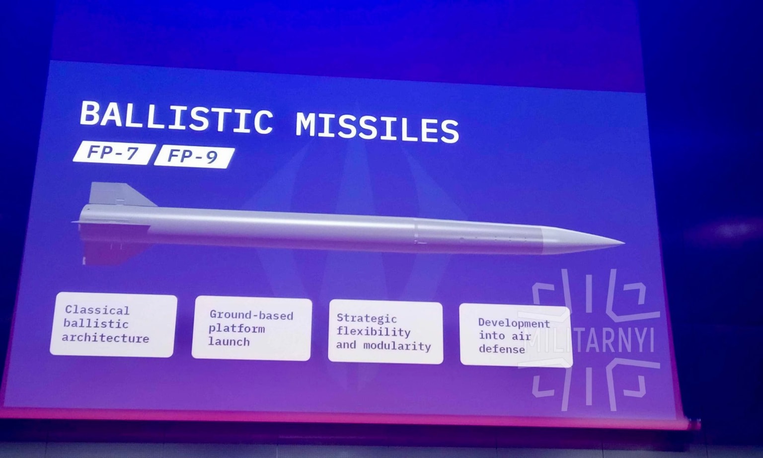 Ukrainian defense company Fire Point announced the development of its new FP-7 and FP-9 ballistic missiles in Poland on Sept. 4, 2025. (<a href="https://militarnyi.com/uk/news/kompaniya-fire-point-planuye-kodyfikuvaty-taktychnu-balistychnu-raketu-do-kintsya-2025-roku/">militarnyi.com</a>)