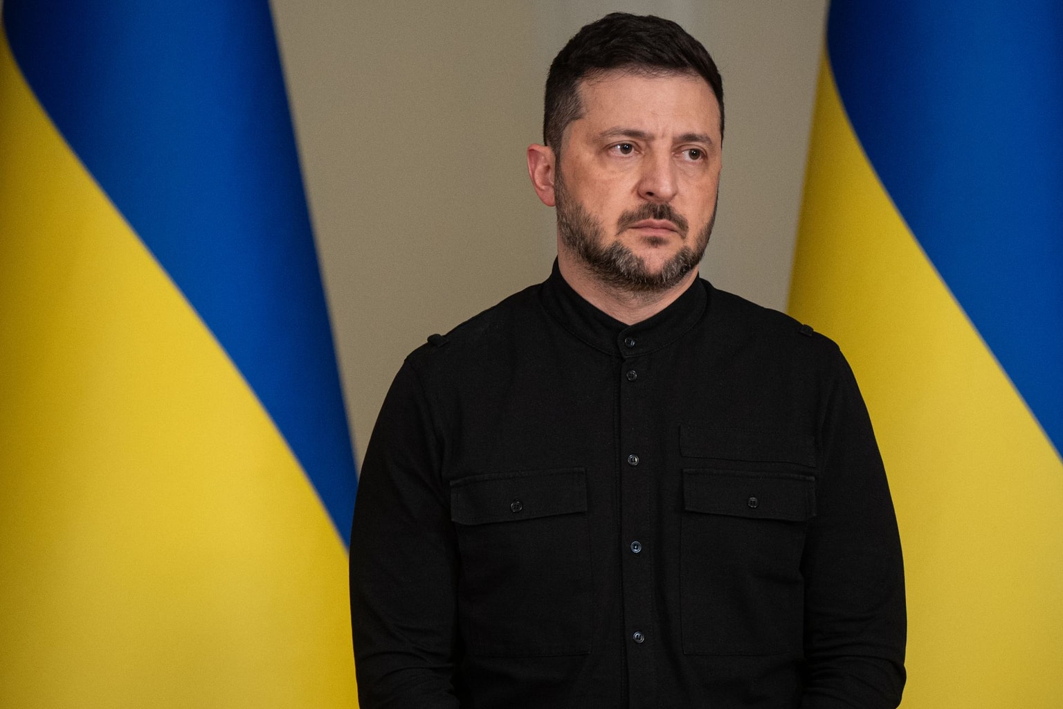 President Volodymyr Zelensky in Kyiv, Ukraine, on Oct. 10, 2025. (Danylo Antoniuk / Anadolu via Getty Images)