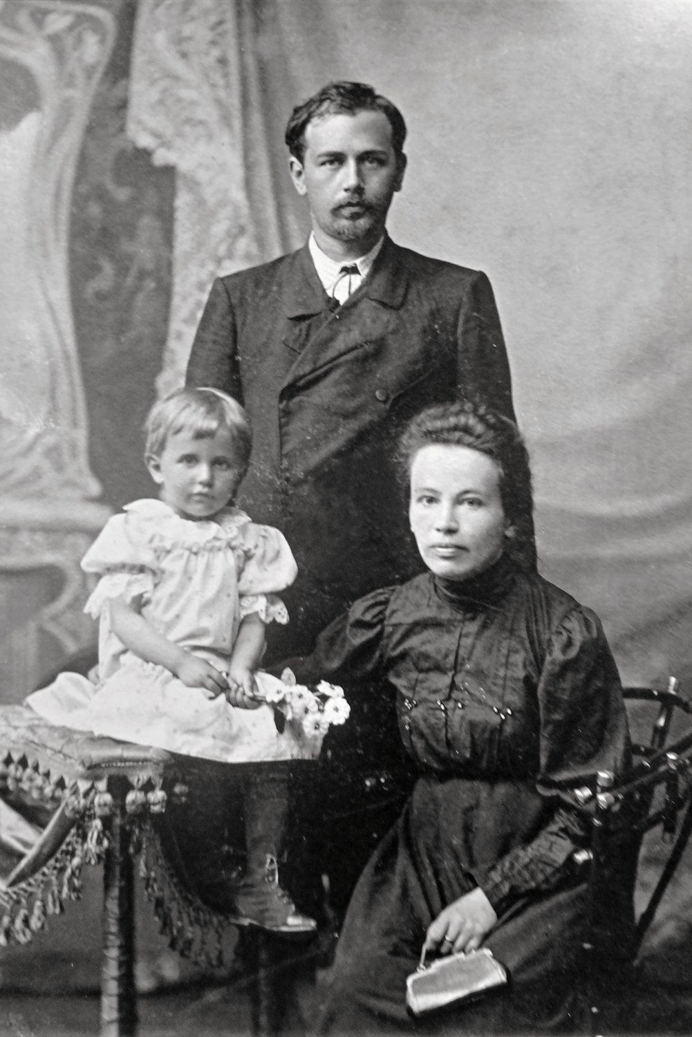 Composer Mykola Leontovych is pictured with his wife, Claudia, and their daughter, Halyna, in an undated photo taken circa 1905.