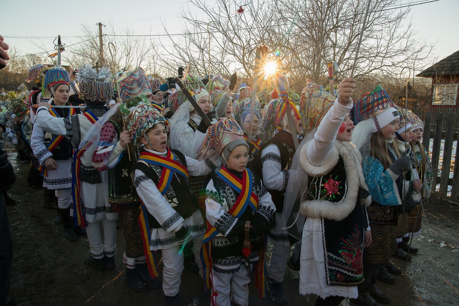 Children take part in Malanka celebrations in Krasnoilsk, Chernivtsi Oblast, Ukraine, on Jan. 14, 2022.