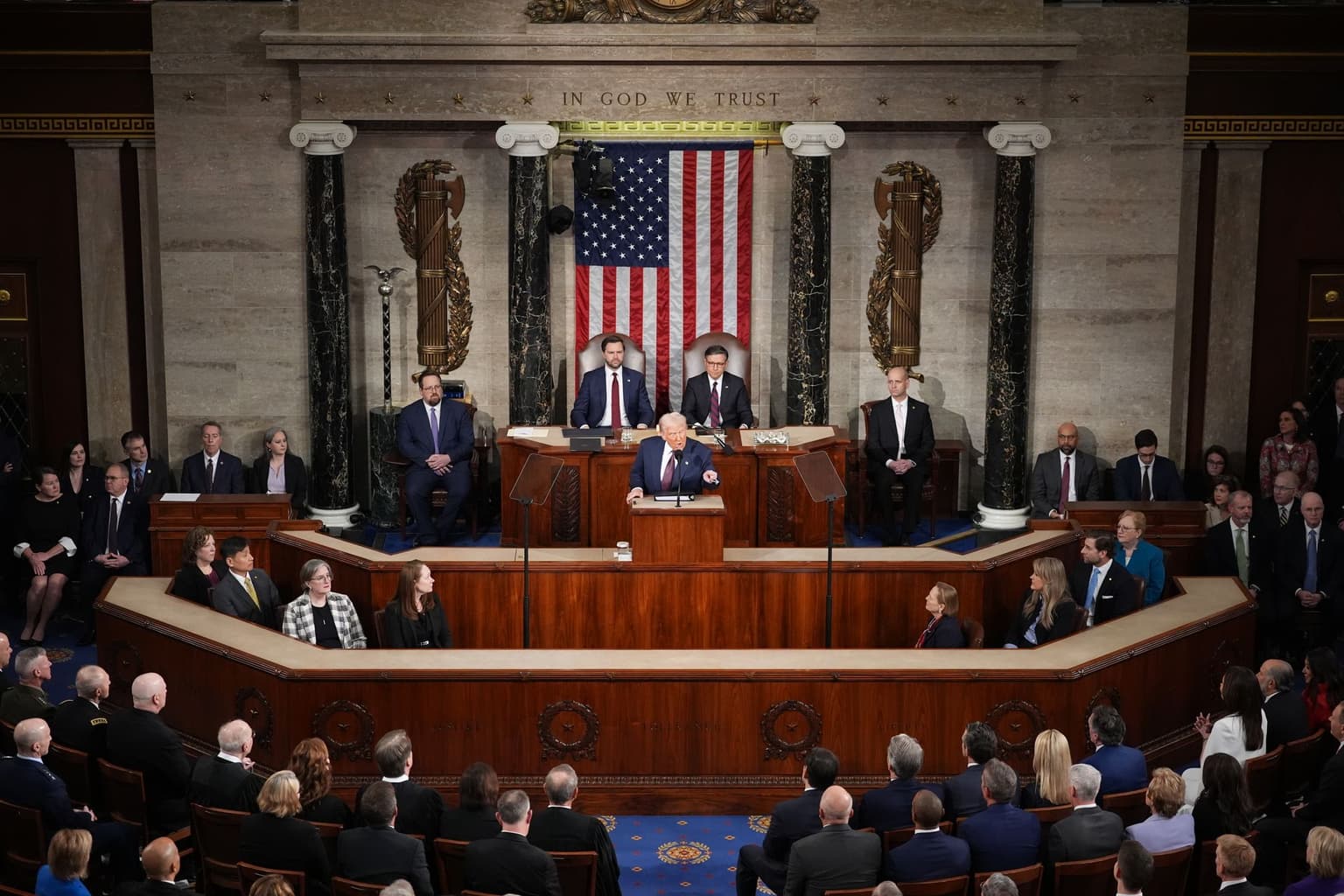 U.S. President Donald Trump addresses Congress at the U.S. Capitol in Washington, D.C., US, on March 4, 2025.