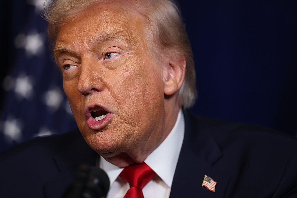 U.S. President Donald Trump holds a press conference with Israeli Prime Minister Benjamin Netanyahu at his Mar-a-Lago club on Dec. 29, 2025 in Palm Beach, Florida. (Joe Raedle / Getty Images)