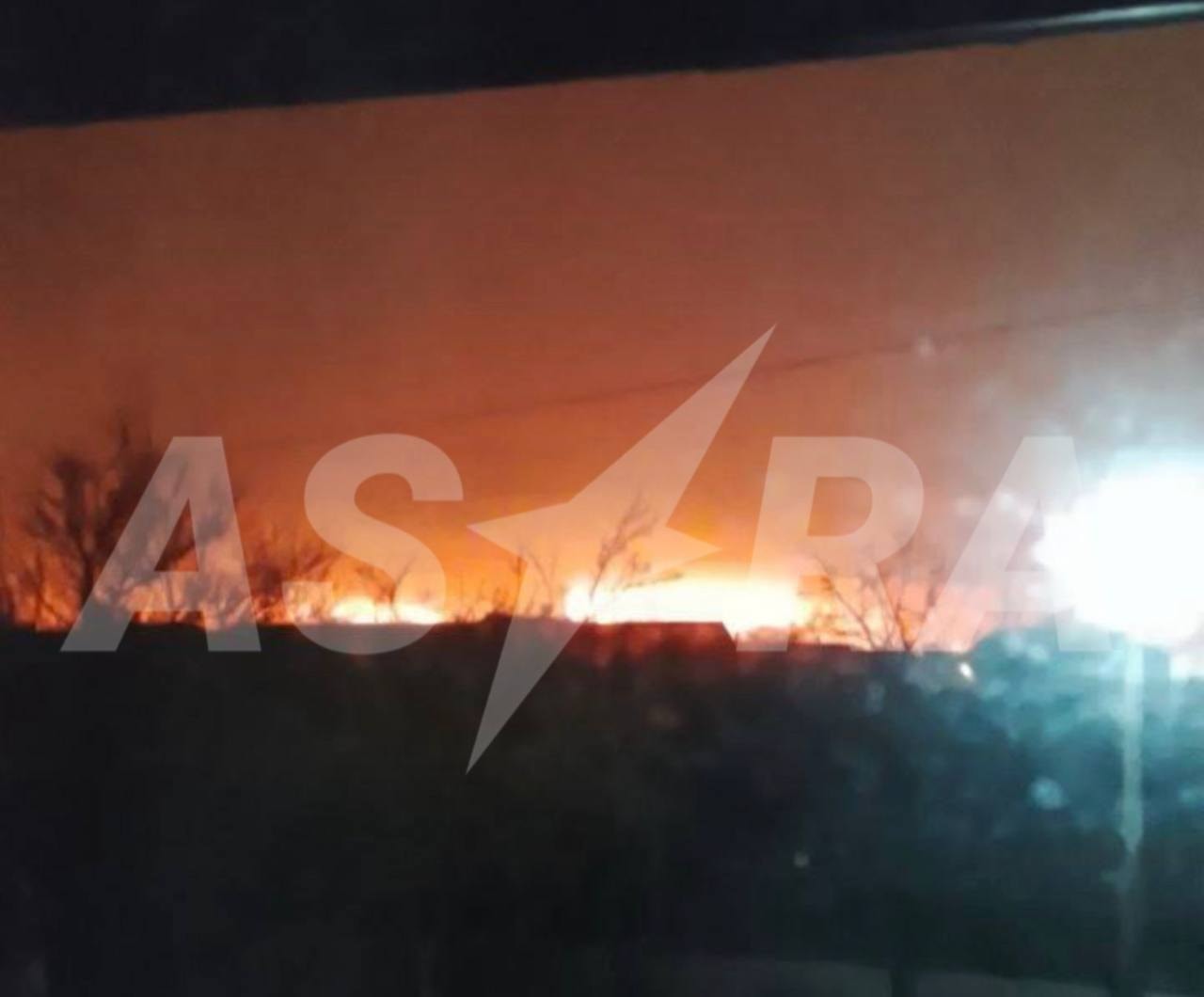 A photo allegedly showing a fire at Temryuk Seaport in Krasnodar Krai, Russia, caused by a Ukrainian strike overnight on Dec. 8, 2025. (Astra/Telegram)