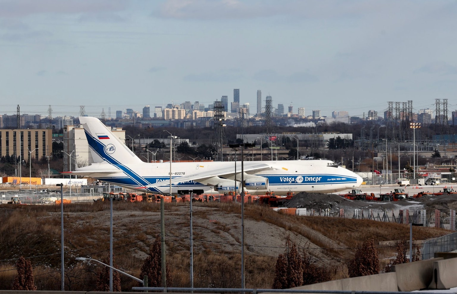 Antonov An-124 cargo aircraft is seen at Pearson International Airport in Toronto, Ontario, Canada, on Jan. 8, 2025.