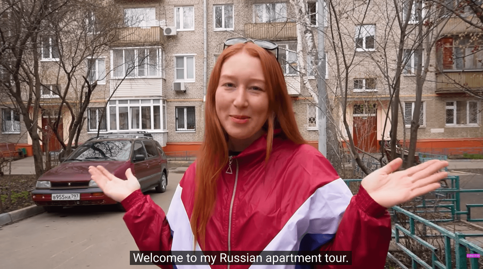 Screenshot from a video on the “Eli from Russia” YouTube channel where the host gives a tour of a Soviet-era apartment.