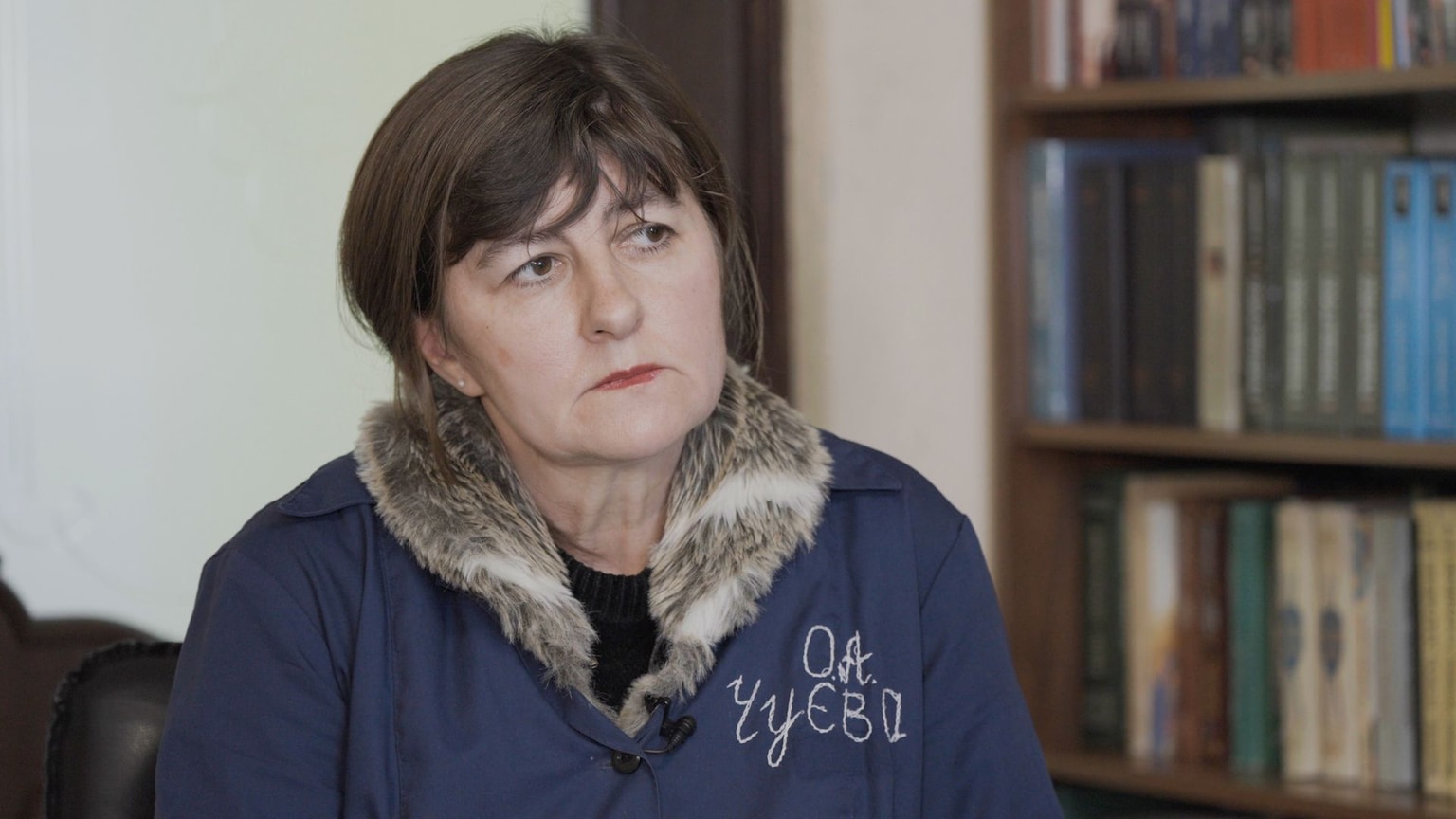 Olena Chuieva in a women's penal colony in Southeastern Ukraine on Feb. 5, 2026.