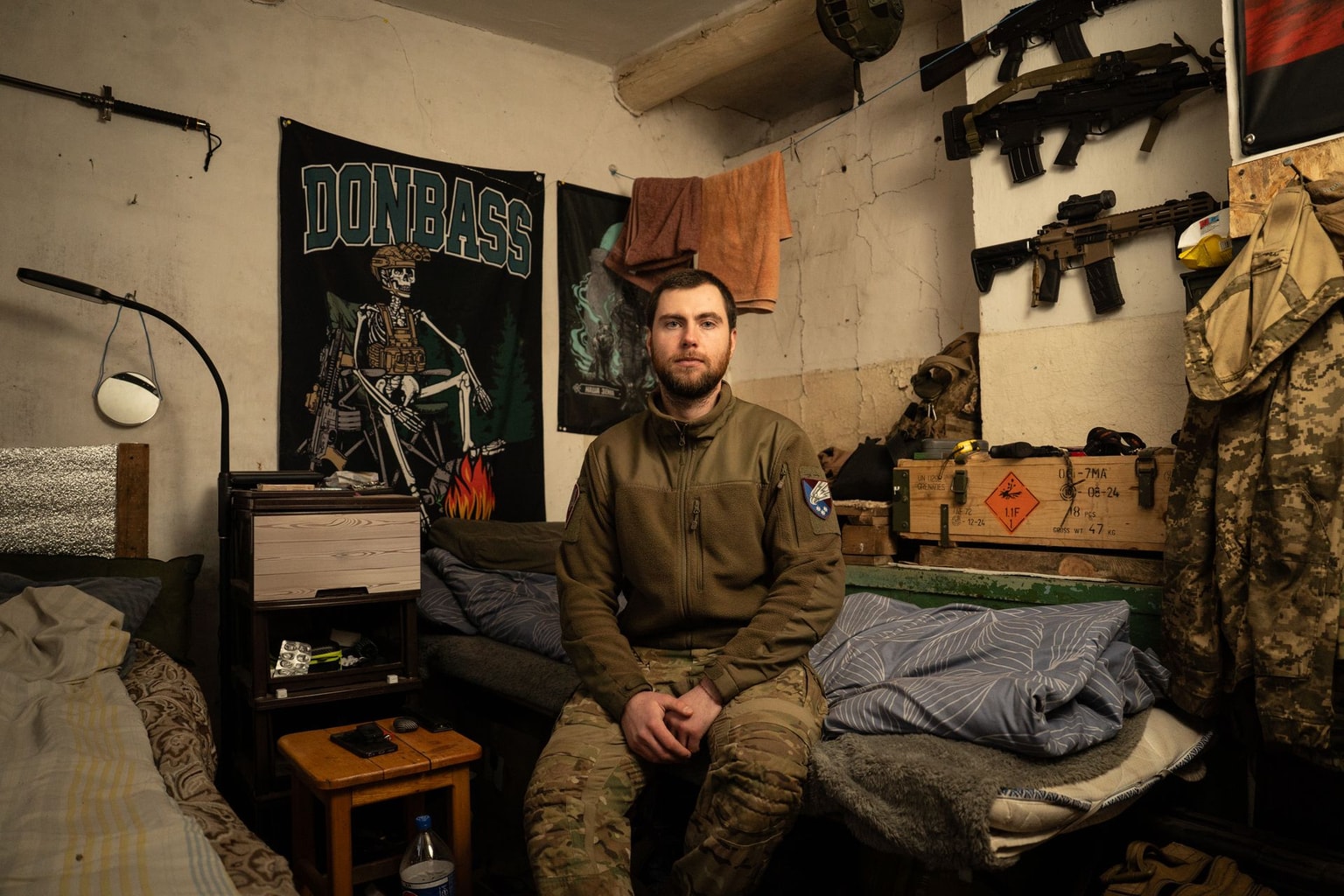 Valentyn, a 26-year-old platoon commander in the 25th Air Assault Brigade, in Donetsk Oblast, Ukraine, on Jan. 23, 2026.