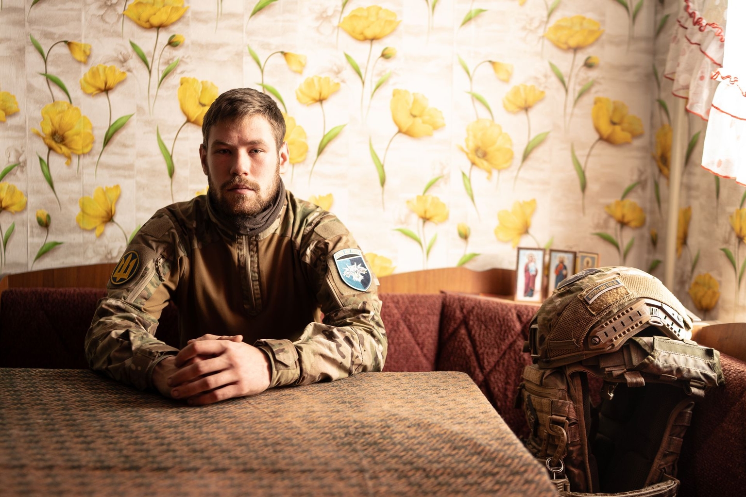 Mykola, a 22-year-old infantryman in the 38th Marine Brigade in Donetsk Oblast, Ukraine, on Jan. 25, 2026.