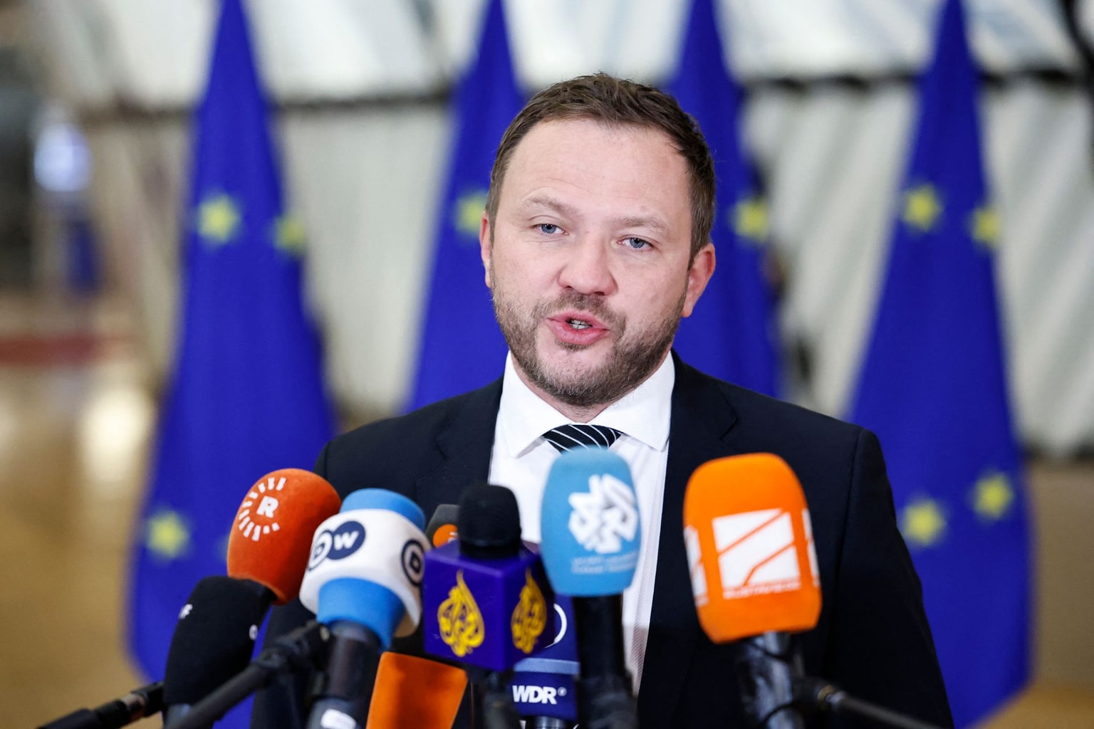Estonia’s Foreign Minister Margus Tsahkna in Brussels, Belgium, on Jan. 29, 2026. (Simon Wohlfahrt / AFP via Getty Images)