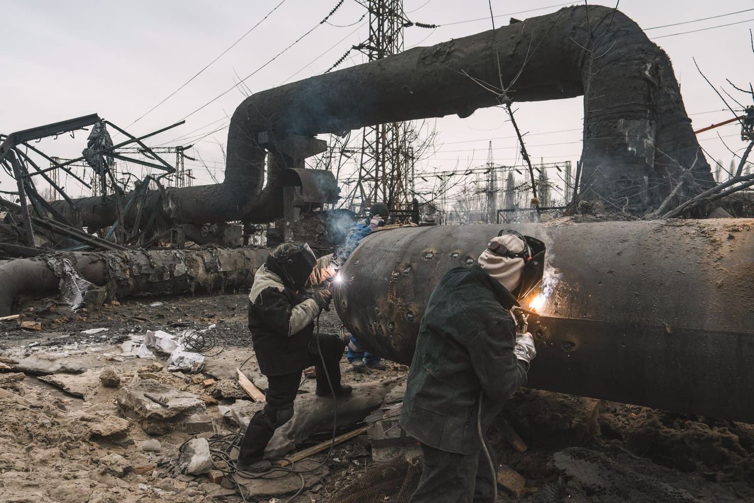 Darnytsia Thermal Power Plant following Russian air strikes in Kyiv, Ukraine, on Feb. 4, 2026.