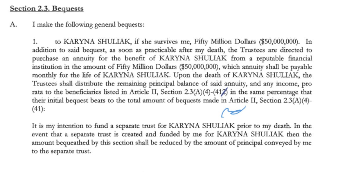 36-year-old Belarusian national Karyna Shuliak was named in Jeffrey Epstein’s 1953 Trust, which bequeaths the largest share of his estate to her