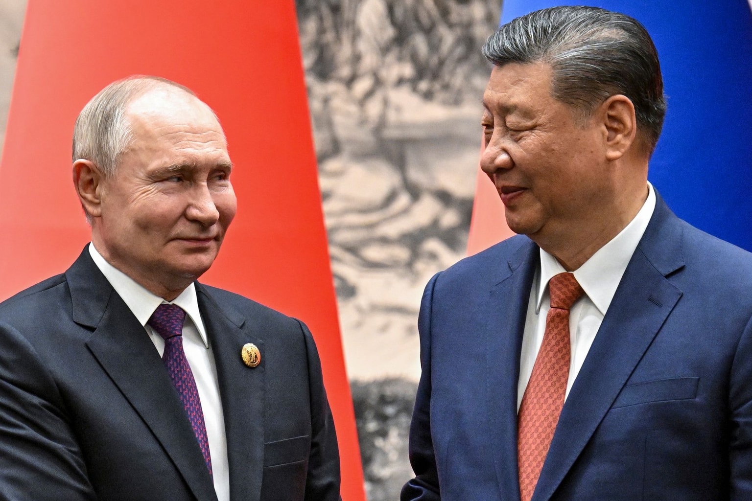 Chinese President Xi Jinping (R) and Russia’s President Vladimir Putin (L) in Beijing, China, on May 16, 2024.