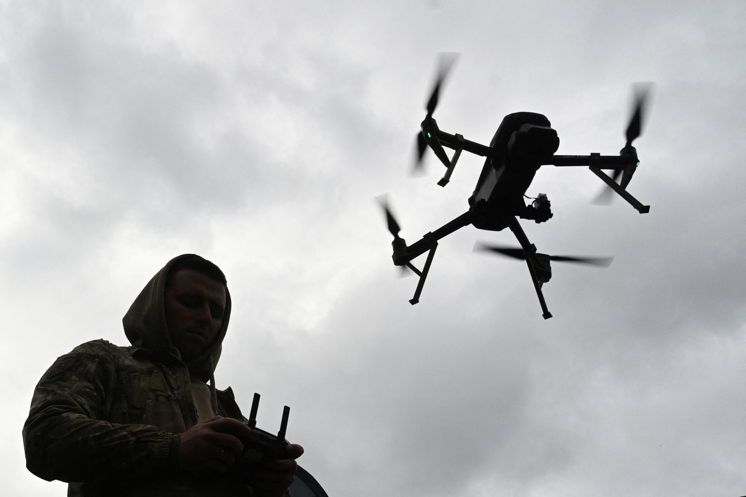 A Ukrainian serviceman operates a drone in Khmelnytskyi Oblast, Ukraine, on Oct. 5, 2025.