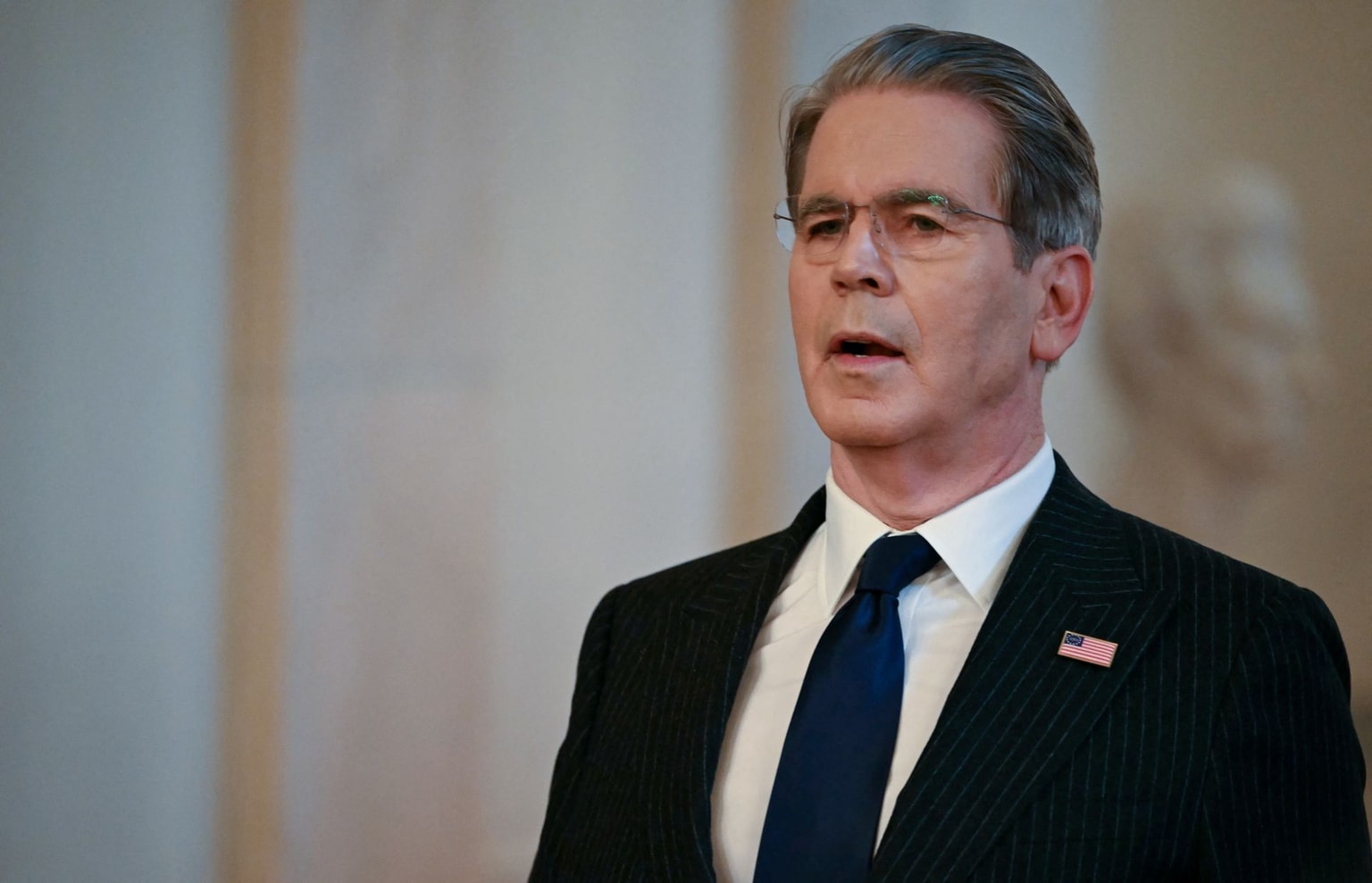 U.S. Treasury Secretary Scott Bessent in the East Room of the White House in Washington, DC, on March 5, 2026. (Andrew Caballero-Reynolds / AFP via Getty Images)