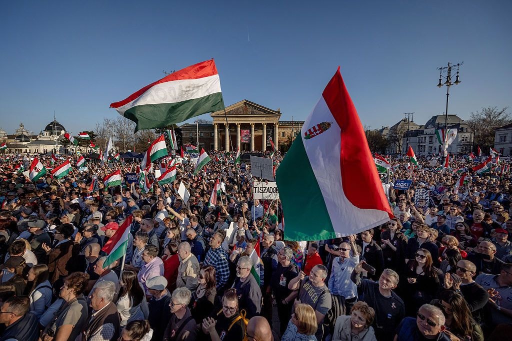On Hungary's National Day, two futures took the streets