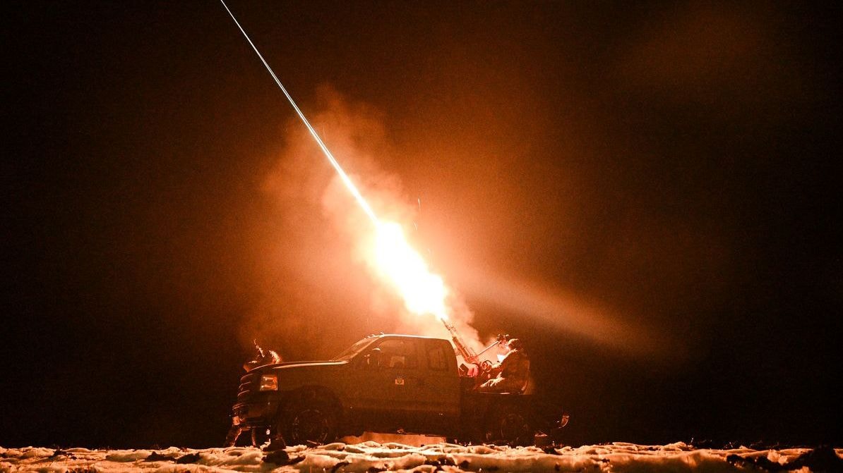 Ukrainian mobile air defense during night patrol in Chernihiv Oblast, Ukraine, on Dec. 2, 2024.
