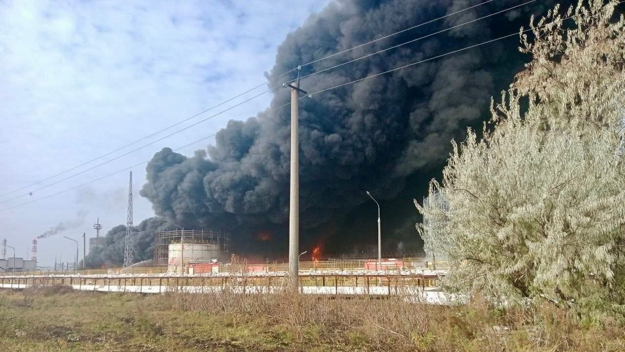 Aftermath of Ukrainian attacks on Russian oil-industry facilities overnight on April 18, 2026. (General Staff / Telegram)