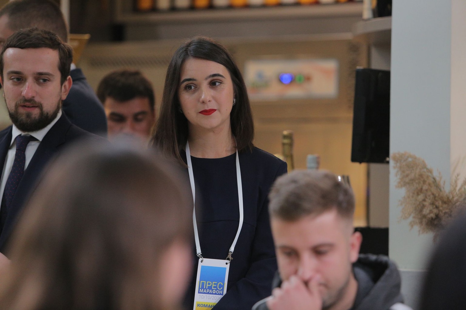 Then-press secretary of President Volodymyr Zelensky, Iulia Mendel, is seen during Zelensky's all-day meeting with the media in Kyiv on Oct. 10, 2019. (Sergii Kharchenko/NurPhoto via Getty Images)
