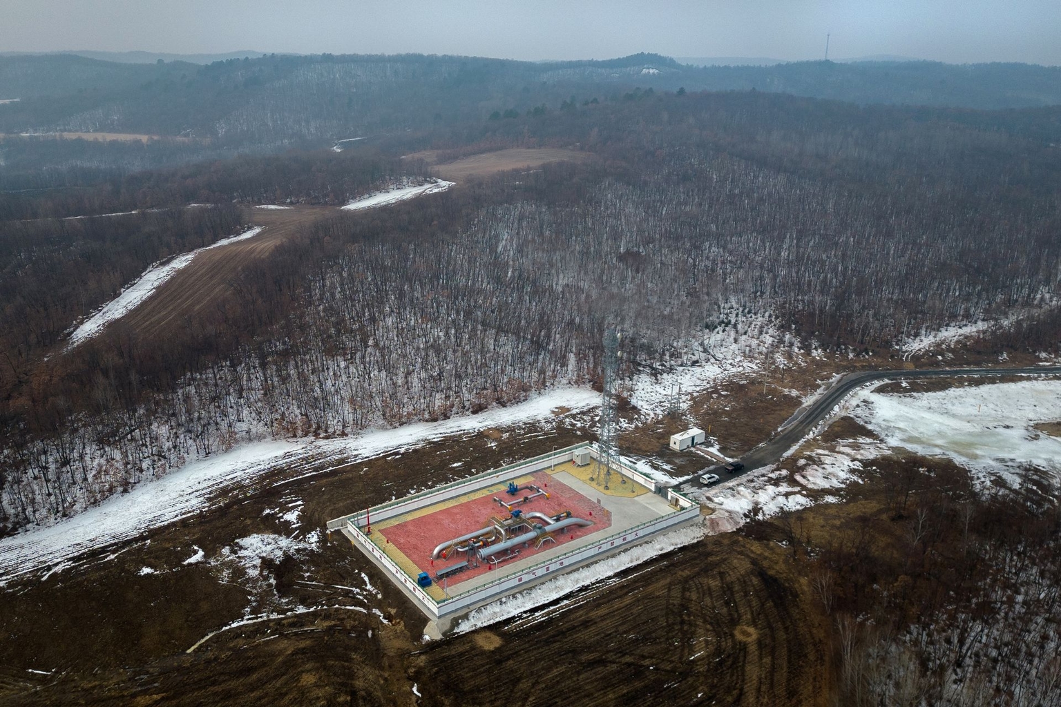 A Power of Siberia natural gas pipeline facility in Heihe, Heilongjiang, China, on March 21, 2023.