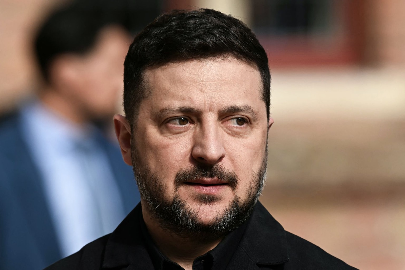 President Volodymyr Zelensky in Middelburg, Netherlands, on April 16, 2026. (Nicolas Tucat/AFP/Getty Images)