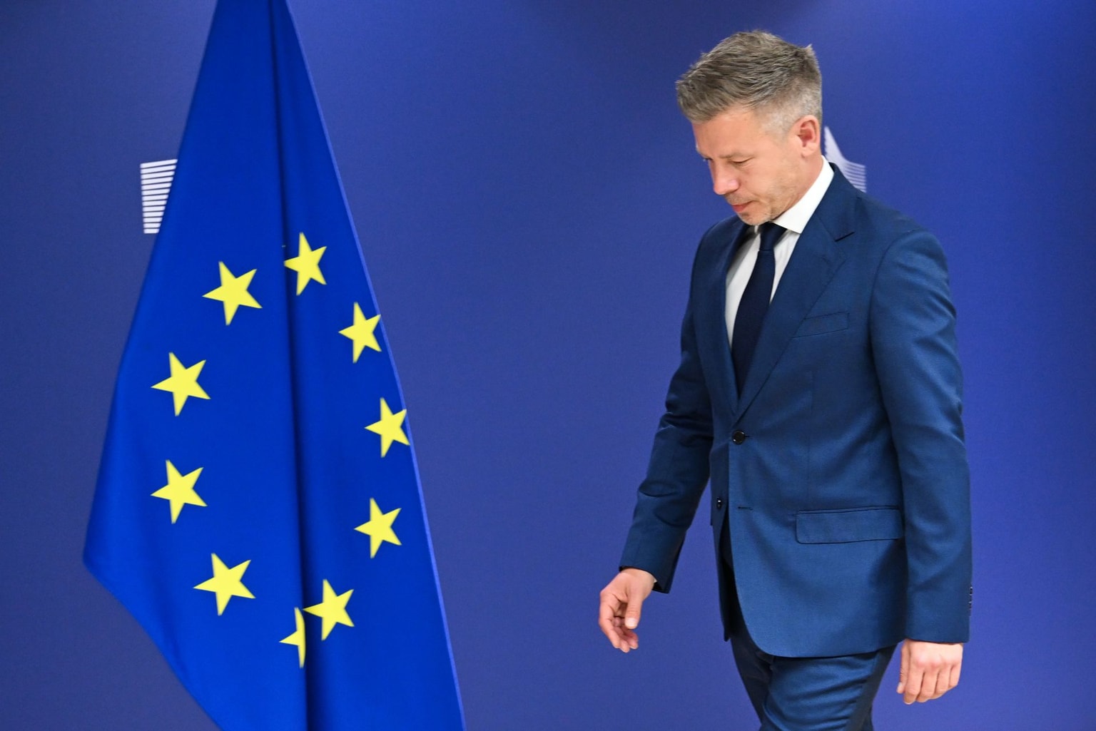 Peter Magyar, Hungary's prime minister, during his meeting with Ursula von der Leyen, president of the European Commission, during a meeting in Brussels, Belgium, on Wednesday, April 29, 2026. (Wiktor Dabkowski/Bloomberg via Getty Images)