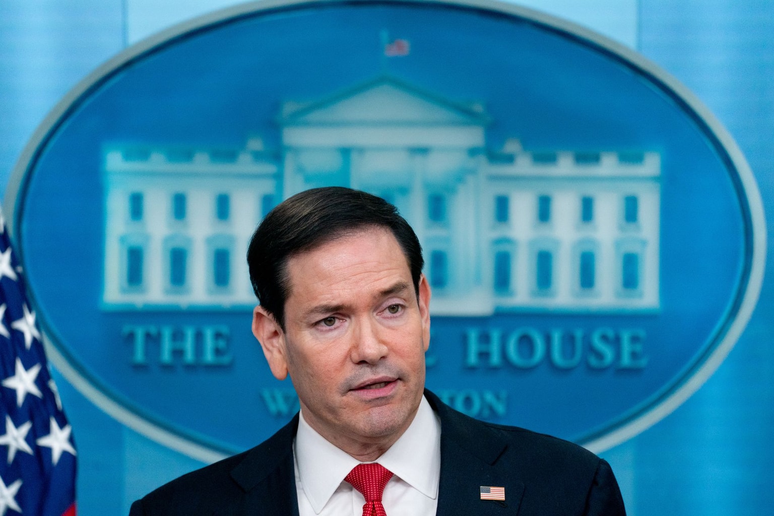 U.S. Secretary of State Marco Rubioduring a news conference in the James S. Brady Press Briefing Room of the White House in Washington, DC, US on May 5, 2026. (Stefani Reynolds/Bloomberg via Getty Images)
