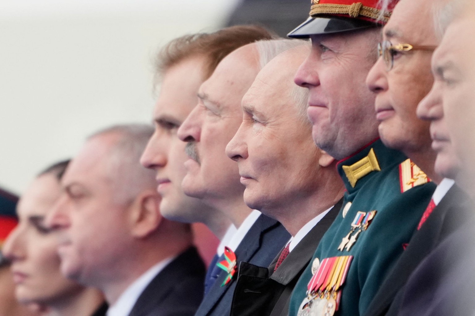 Russian President Vladimir Putin and foreign leaders attend the Victory Day military parade at Red Square in central Moscow, Russia, on May 9, 2026.
