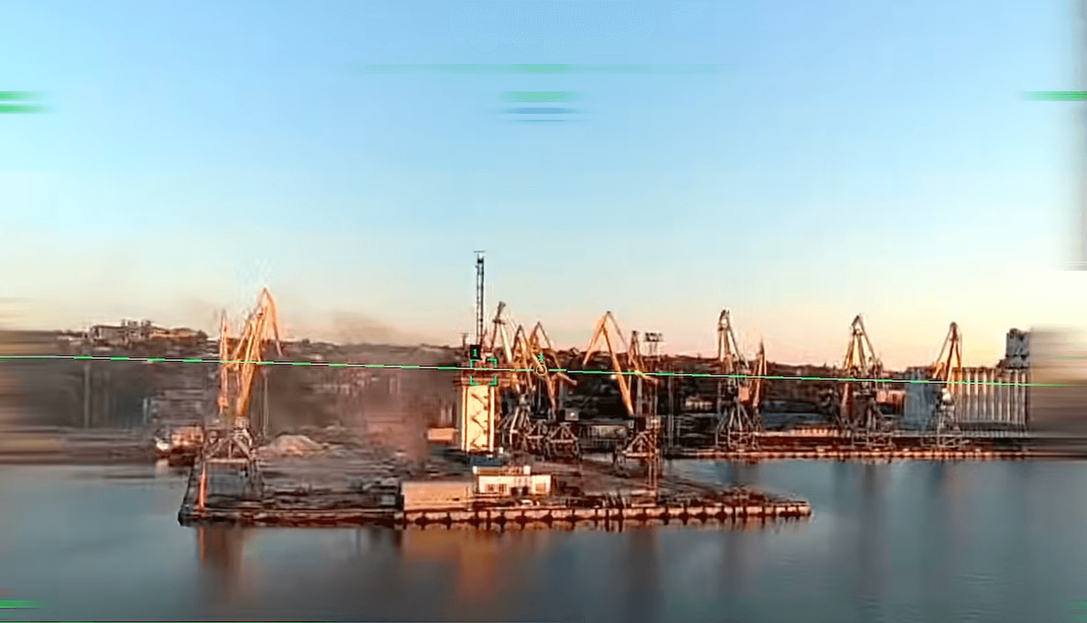 Screenshot from a video published by the National Guard's 1st Azov Corps on June 10, 2026, showing the port of Mariupol in occupied Donetsk Oblast. (National Guard's 1st Azov Corps/Telegram)