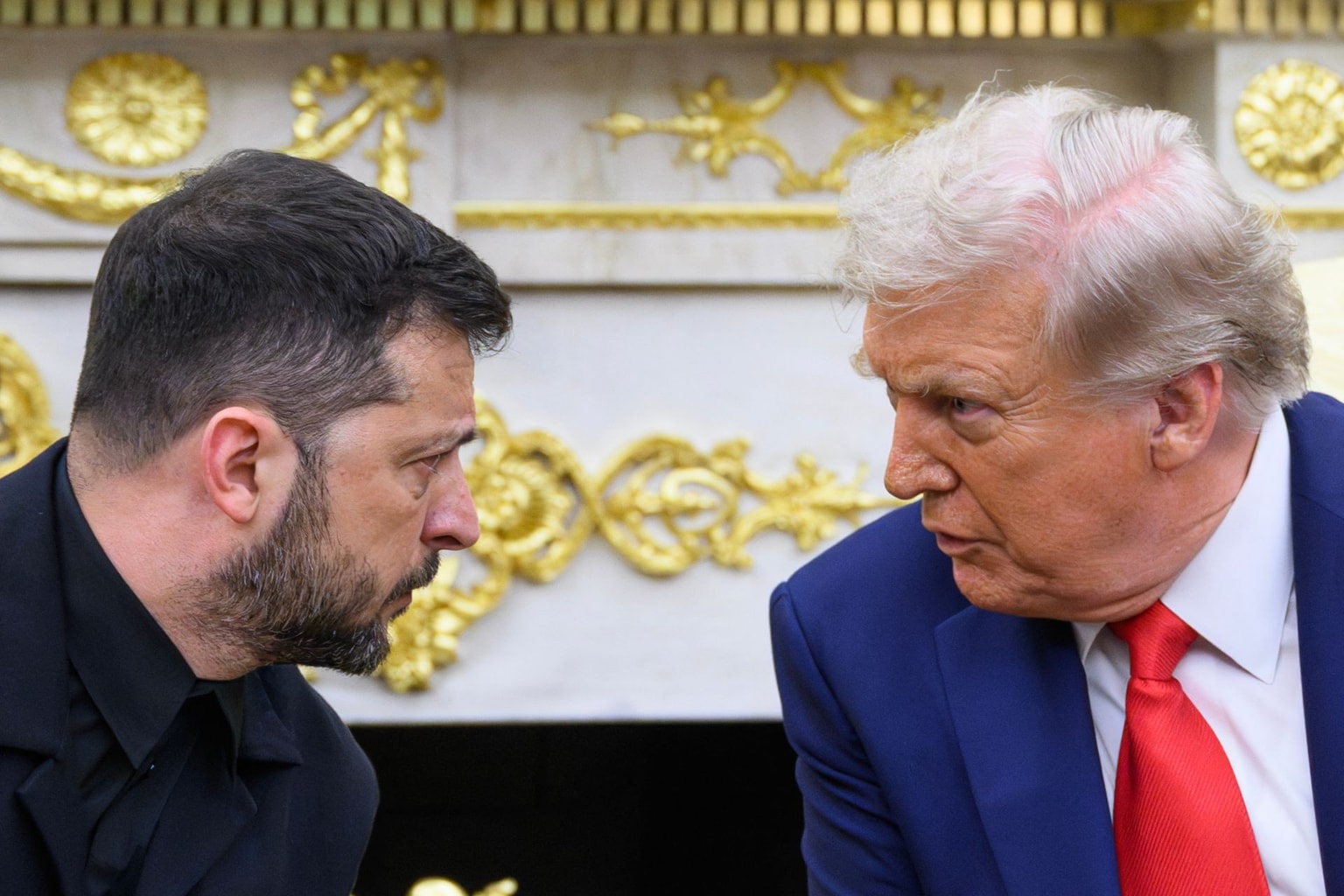 President Volodymyr Zelensky and U.S. President Donald Trump in Washington, DC, on Aug. 18, 2025. (Mandel Ngan / AFP via Getty Images)