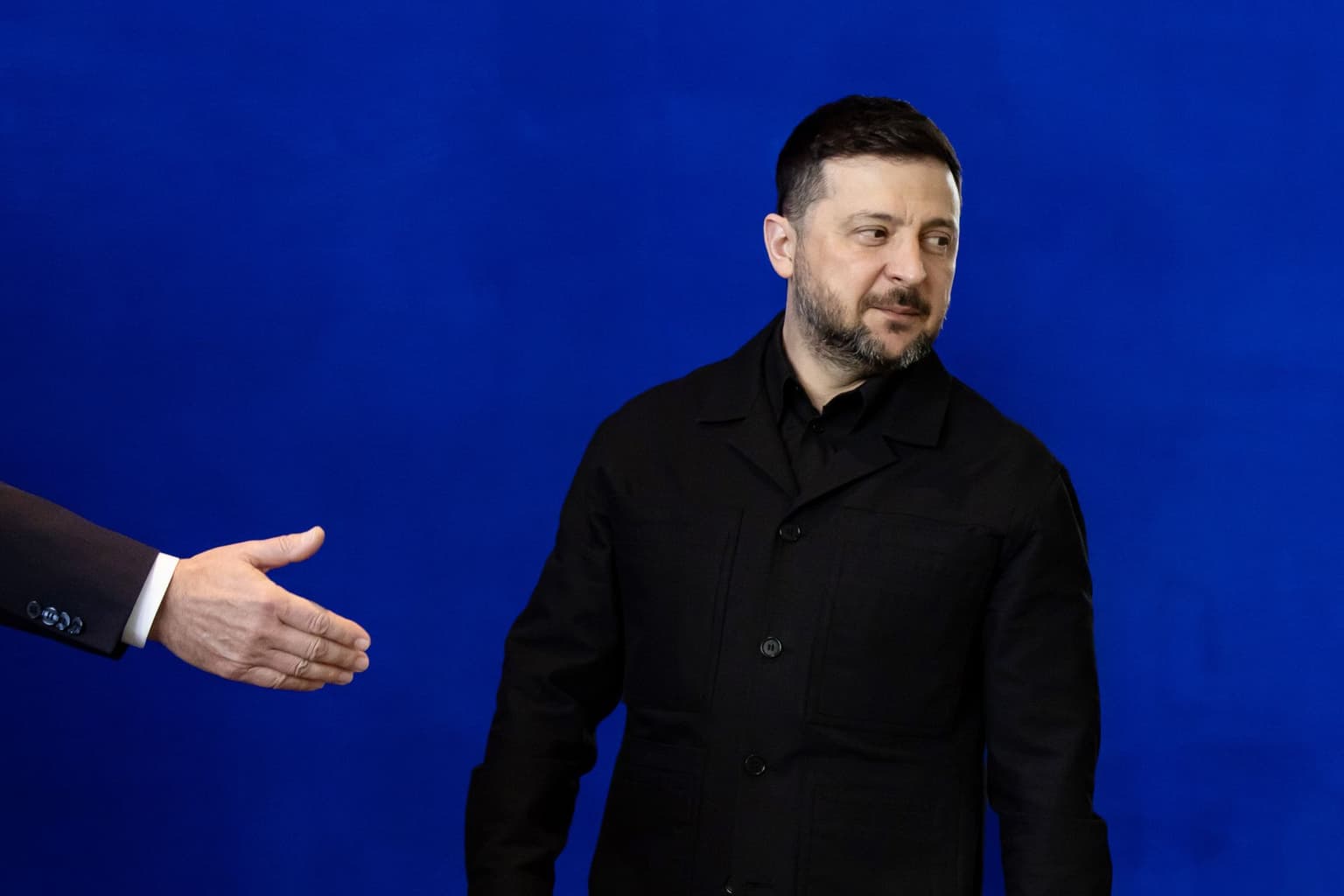 President Volodymyr Zelensky arrives for a press conference at the Chancellery in Berlin, Germany, on April 14, 2026.
