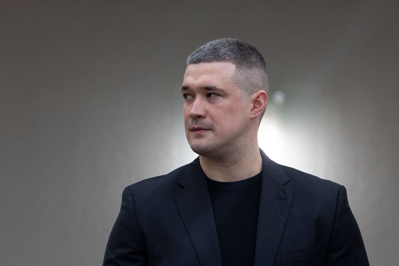 Ukrainian Defense Minister Mykhailo Fedorov looks on during an implementation agreement signing prior to talks with German Defence Minister Boris Pistorius on April 14, 2026 in Berlin, Germany. (Maja Hitij/Getty Images)