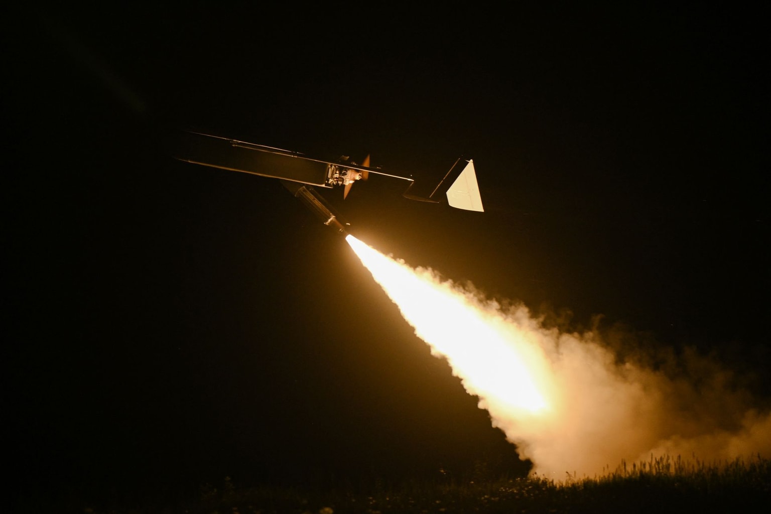 Photo for illustrative purposes. A Ukrainian long-range drone launched by service members of the 9th Kairos Battalion of the "Madyar's Birds" from an undisclosed location in Ukraine, on May 16, 2026. (Genya Savilov / AFP via Getty Images)