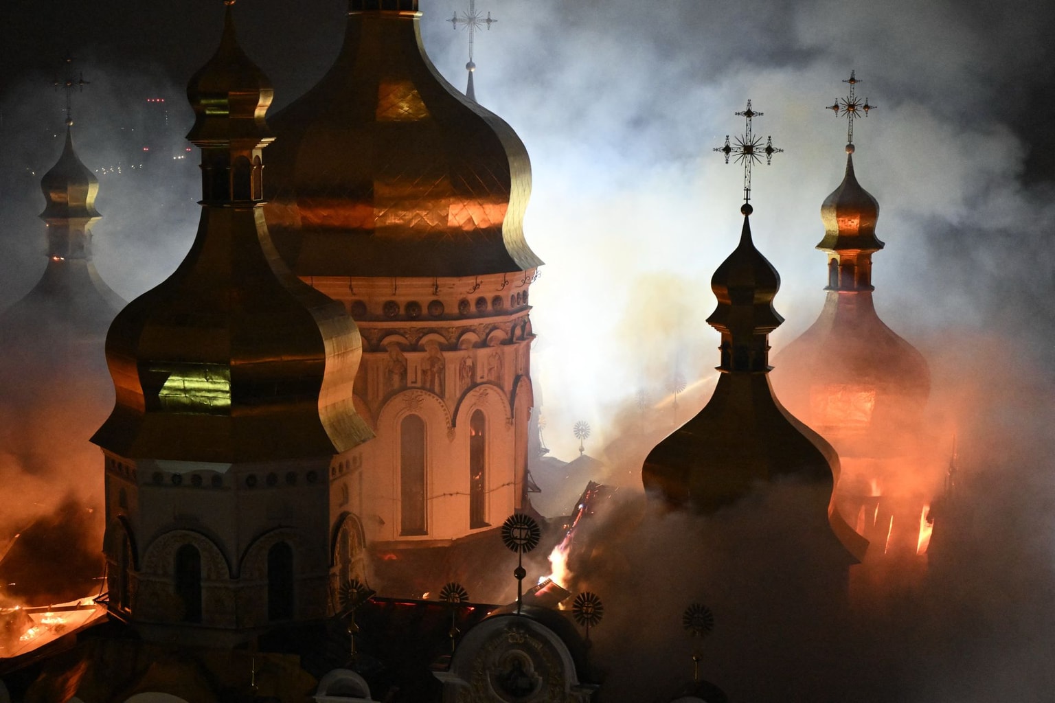Kyiv Pechersk Lavra following a Russian missile strike on Kyiv, Ukraine, on June 15, 2026.