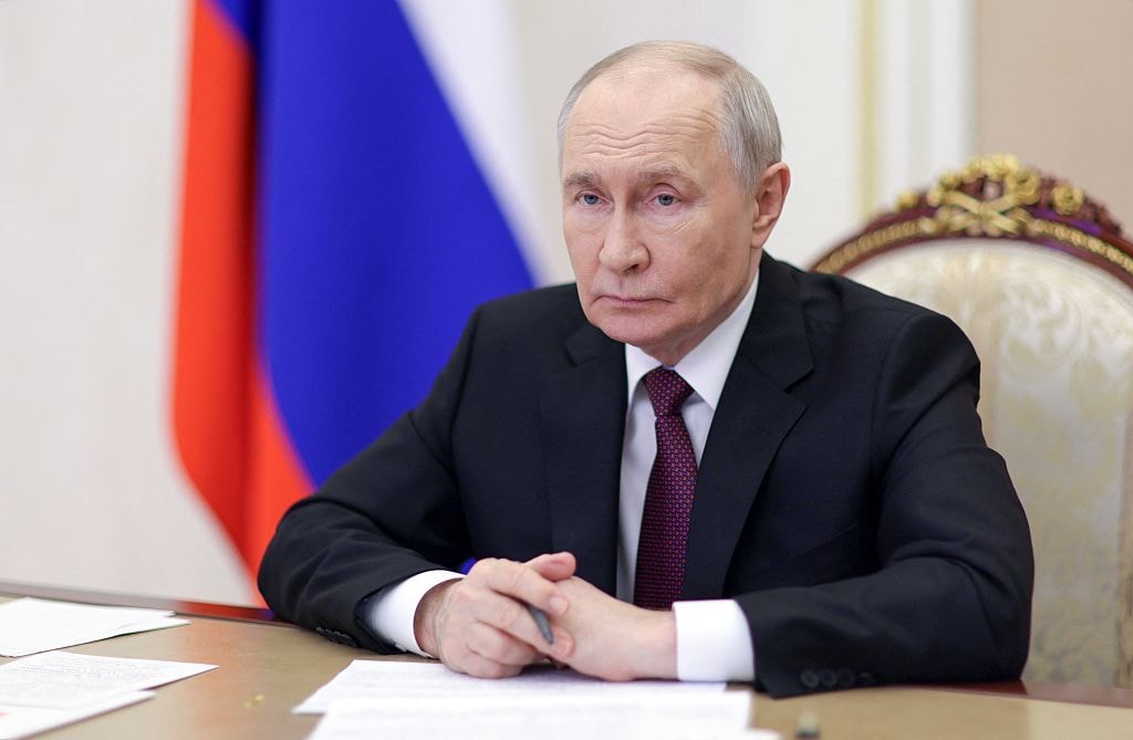Russian President Vladimir Putin chairs a meeting with members of the government via videoconference in Moscow on June 23, 2026. (Gavriil Grigorov / Pool / AFP via Getty Images)