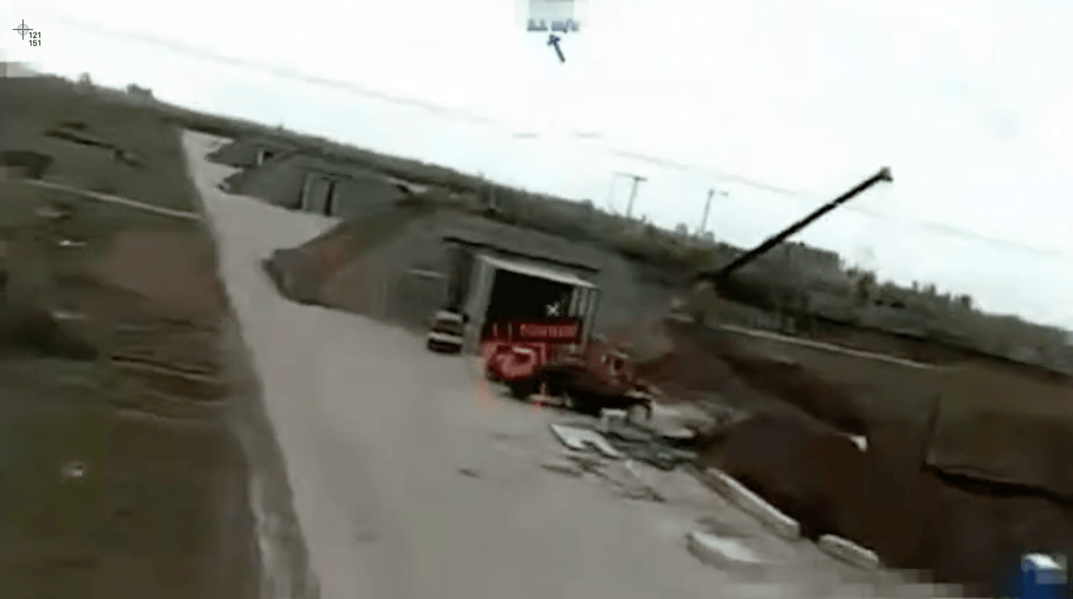 Screenshot from a video released by the Ukrainian military on June 4, 2026, depicting an ongoing operation to degrade Russia's military facilities at the occupied Donetsk Airport. (Screenshot / Unmanned Systems Forces 14th Regiment / Telegram)