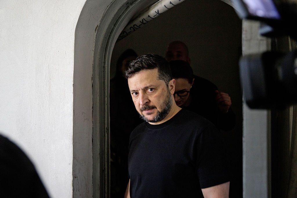 President Volodymyr Zelensky visits the Kyiv Pechersk-Lavra in Kyiv, Ukraine, June 15, 2026. (Marianna Kotyk/ Ukrinform/Future Publishing via Getty Images)