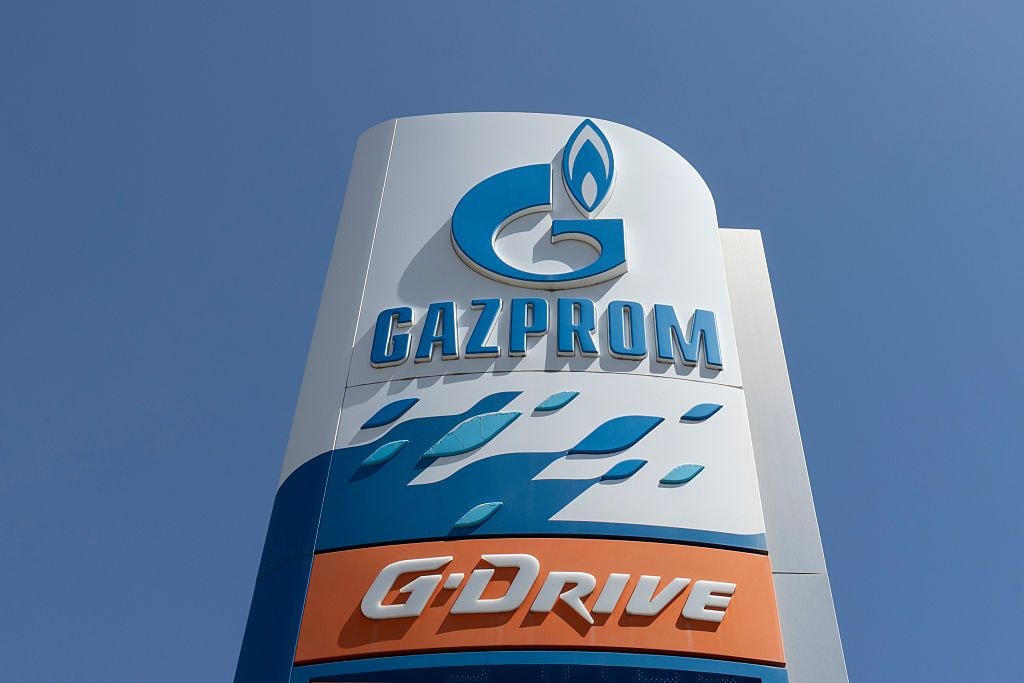 Illustrative image: A Gazprom gas station sign in Novi Sad, Serbia, on April 26, 2026. (Maxim Konankov/NurPhoto via Getty Images)