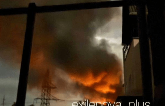 What purports to be the aftermath of a reported Ukrainian strike on an electric substation in Bakhchysarai, Crimea overnight on July 5, 2026. (Exilenova Plus/Telegram)